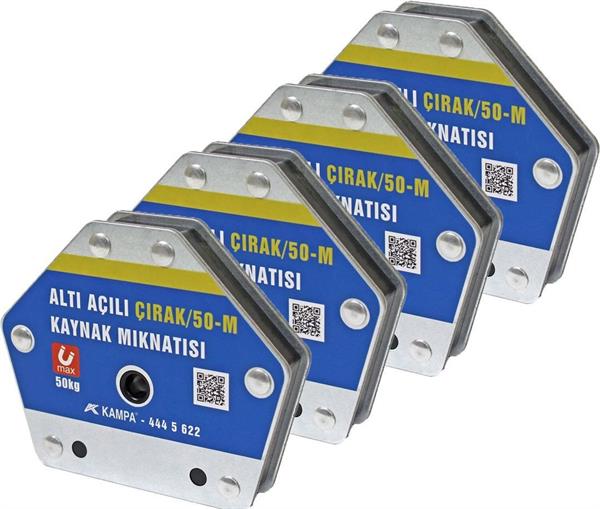 Kampa - Çırak/50M Manyetik Kaynak Gönyesi 4 ADET 6 Açılı, 50 Kg Kaynak Tutucu Mıknatıs