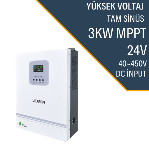 Lexron - LEXRON 3kW MPPT 24Volt Solar Güneş Enerji İnverteri, Akıllı İnverter 3000Watt