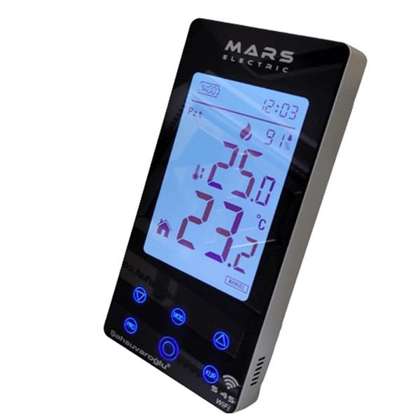 MARS - Mars S45 Wifi Kablosuz Dijital Programlanabilir Oda Termostatı Yüksek Hassasiyetli Siyah