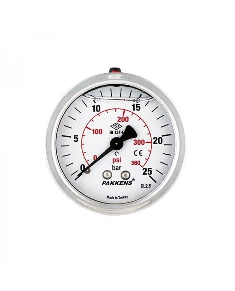 Pakkens - Pakkens 0-1 Bar 63 mm Arkadan Bağlantılı Panotipi Gliserinli Manometre G 1/4 inç
