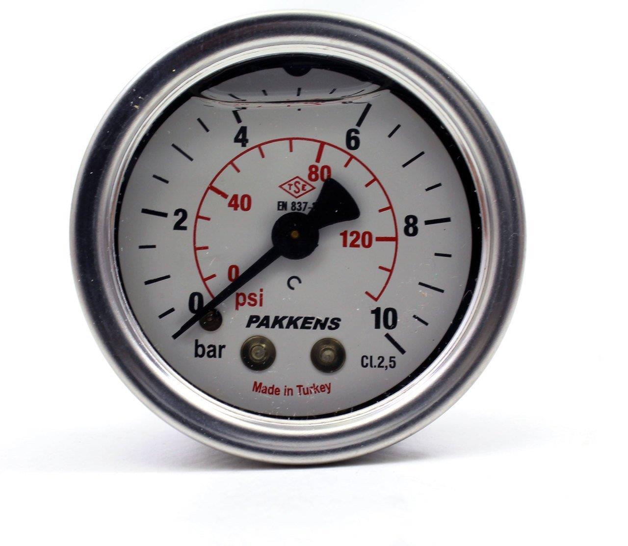 Pakkens - Pakkens 0-10 Bar 63 mm Arkadan Bağlantılı Gliserinli Manometre G 1/4 inç