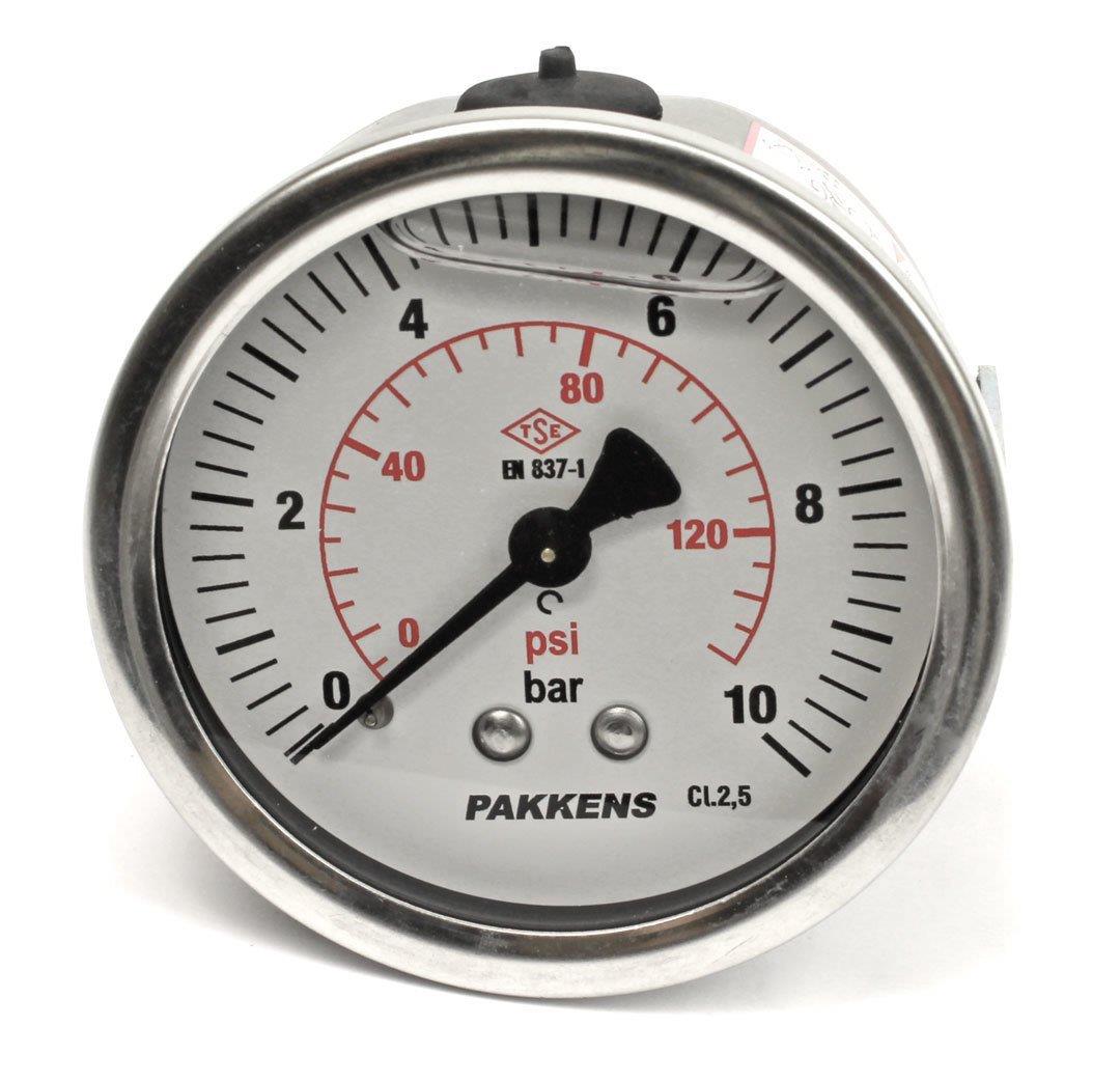 Pakkens - Pakkens 0-10 Bar 63 mm Arkadan Bağlantılı Panotipi Gliserinli Manometre G 1/4 inç
