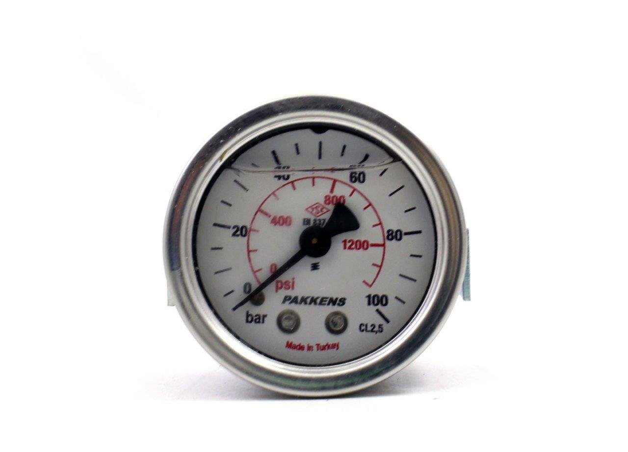 Pakkens - Pakkens 0-100 Bar 63 mm Arkadan Bağlantılı Panotipi Gliserinli Manometre G 1/4 inç
