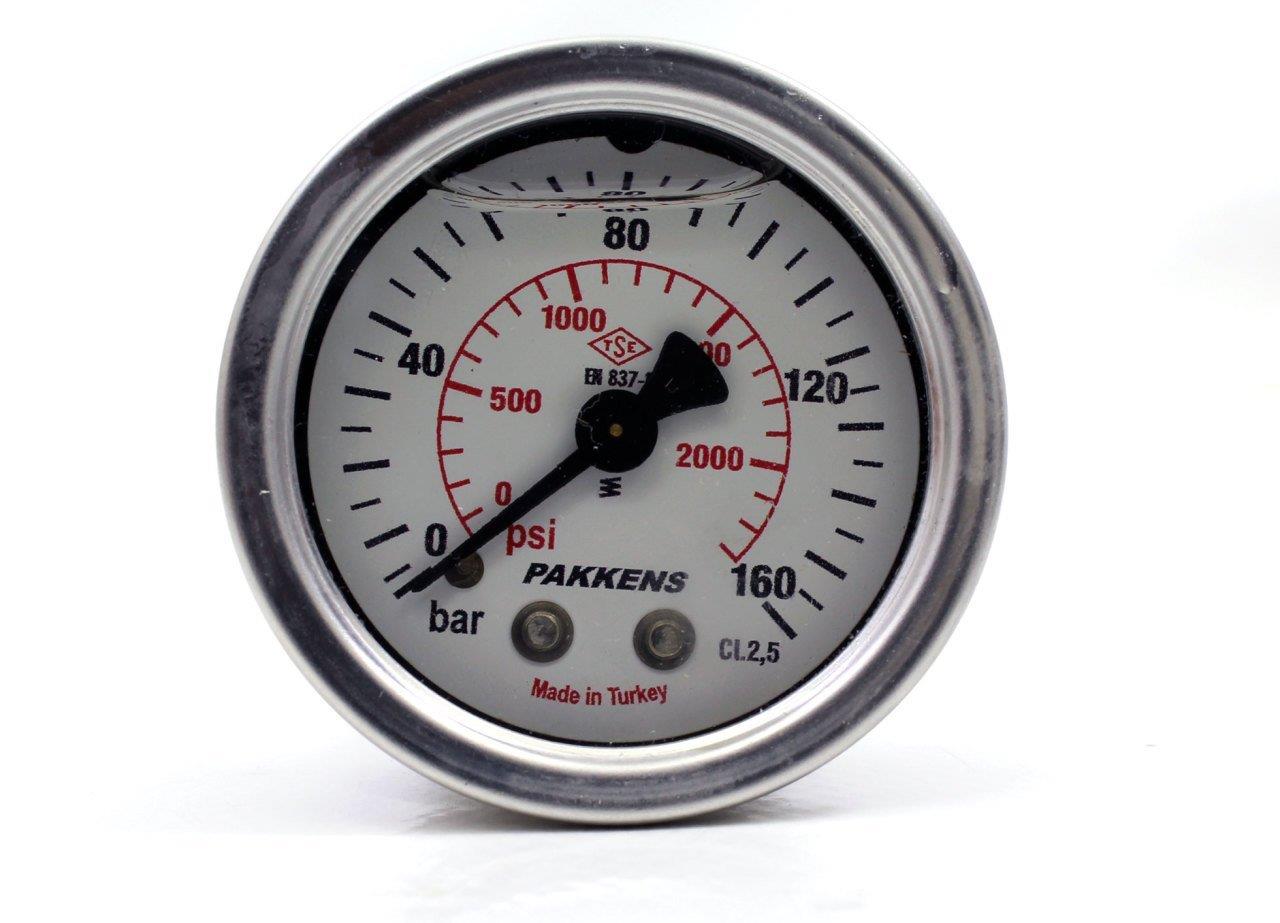 Pakkens - Pakkens 0-160 Bar 50 mm Arkadan Bağlantılı Gliserinli Manometre G 1/4 inç