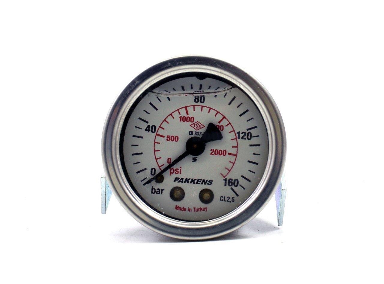 Pakkens - Pakkens 0-160 Bar 50 mm Arkadan Bağlantılı Panotipli Gliserinli Manometre G 1/4 inç