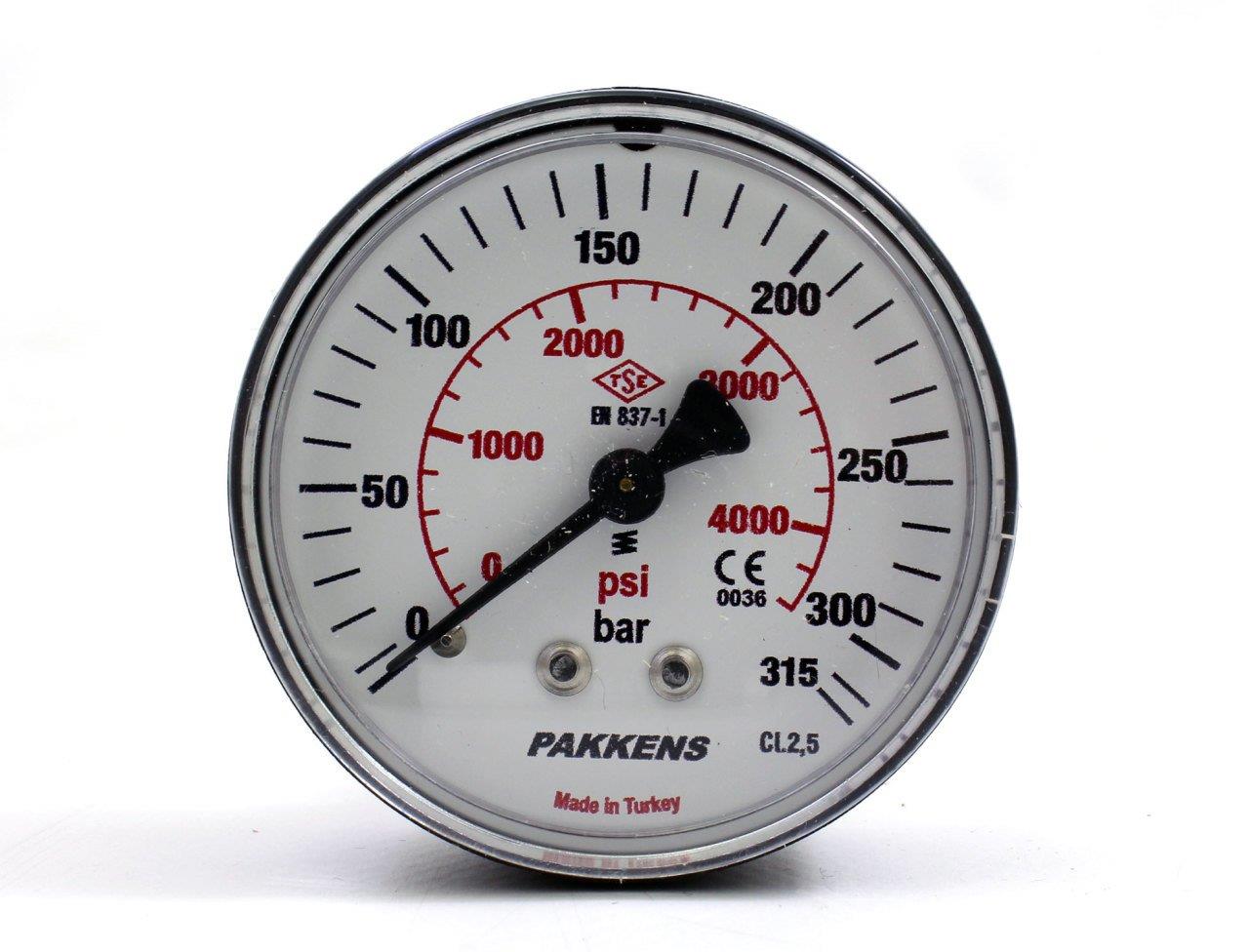 Pakkens - Pakkens 0-315 Bar 63 mm Arkadan Bağlantılı Kuru Manometre G 1/4 inç