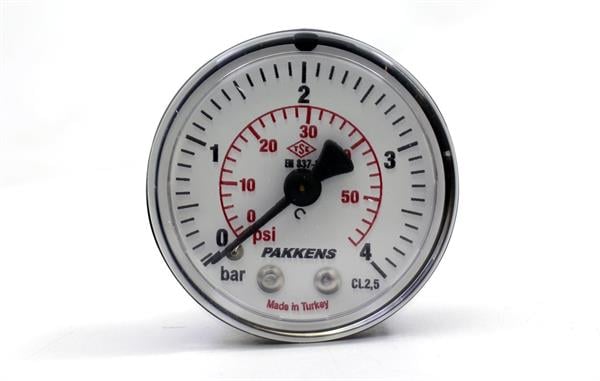 Pakkens - Pakkens 0-4 Bar 50 mm Arkadan Bağlantılı Kuru Manometre G 1/8 inç