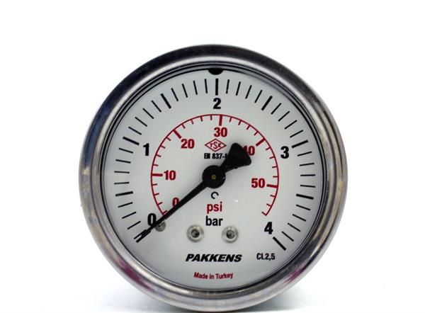 Pakkens - Pakkens 0-4 Bar 50 mm Panotipi Arkadan Bağlantılı Kuru Manometre G 1/8 inç