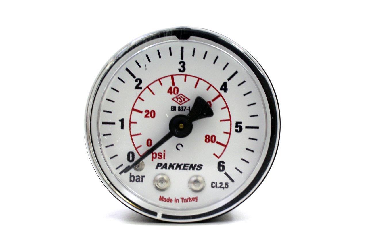 Pakkens - Pakkens 0-6 Bar 63 mm Arkadan Bağlantılı Kuru Manometre G 1/4 inç