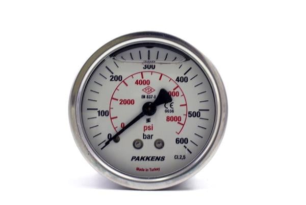 Pakkens - Pakkens 0-600 Bar 63 mm Arkadan Bağlantılı Panotipi Gliserinli Manometre G 1/4 inç