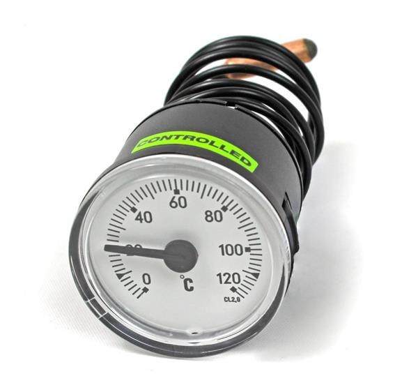 Pakkens - Pakkens Çap 40 0/+120 °C Arkadan Bağlantılı Gazlı Termometre 1mt Pvc Kaplı Kapiler Boyu