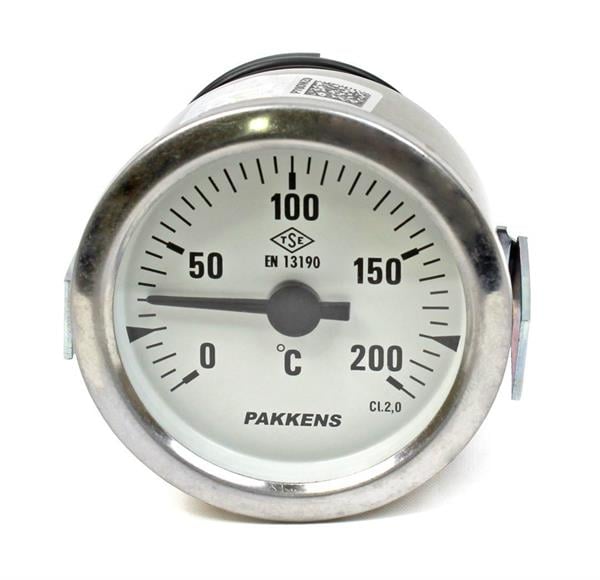 Pakkens - Pakkens Çap 60 0/+200 °C Arkadan Bağlantılı Pano Tip Gazlı Termometre 1mt Pvc Kaplı Kapiler Boyu