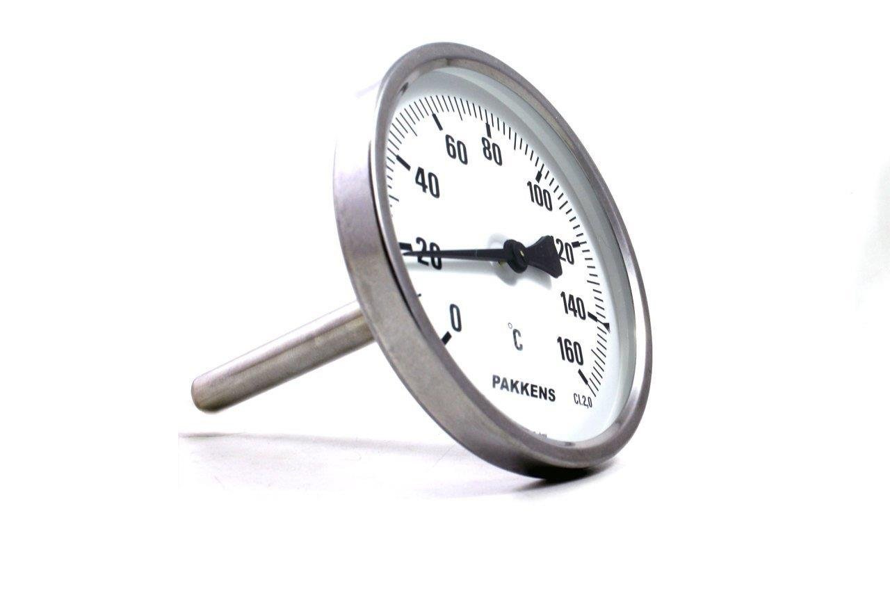 Pakkens - Pakkens Termometre 0-160 °C Çap 100 mm Daldırma Boyu 10 cm Arkadan Bağlantılı G 1/2 inç