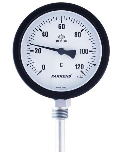 Pakkens - Pakkens Termometre 0-200 °C Çap 100 mm Daldırma Boyu 10 cm Alttan Bağlantılı  G 1/2 inç