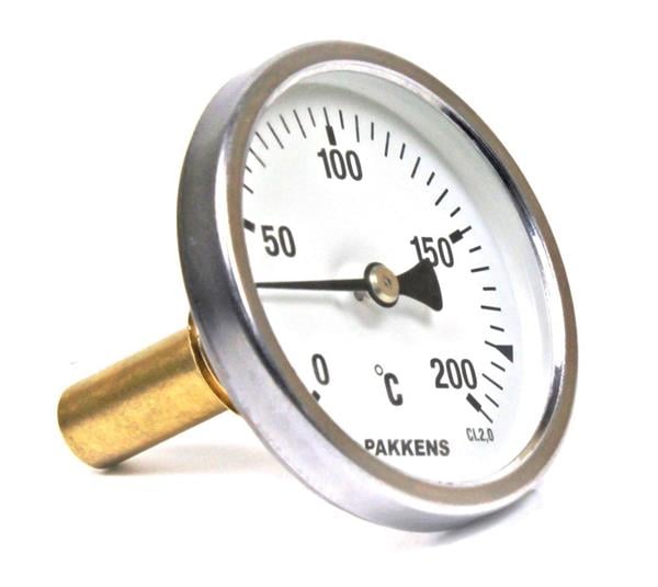 Pakkens - Pakkens Termometre 0-200 °C Çap 63 mm Daldırma Boyu 5 cm Arkadan Bağlantılı G 1/2 inç