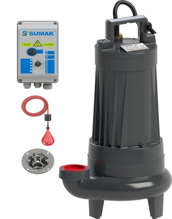 Sumak Pompa - Sumak SBRT40/2-P Parçalayıcı Bıçaklı Foseptik Dalgıç Pompa Trifaze (380V) 4Hp