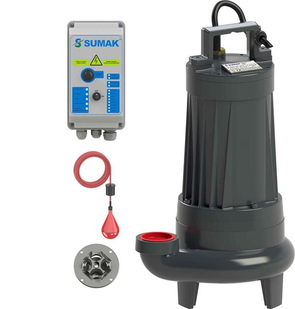 Sumak Pompa - Sumak SBRT75/2-P Parçalayıcı Bıçaklı Foseptik Dalgıç Pompa Trifaze (380V) 7.6HP