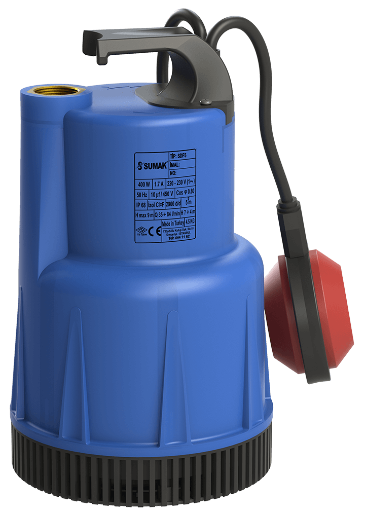 Sumak Pompa - Sumak SDF 5 Drenaj Dalgıç Pompa Monofaze (220V) 0.50 Hp