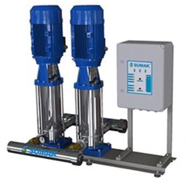 Sumak Pompa - Sumak SHTP8 B 400/12 Düşey Milli Kademeli Çift Pompalı Paslanmaz Hidrofor 14 KAT 48 DAİRE