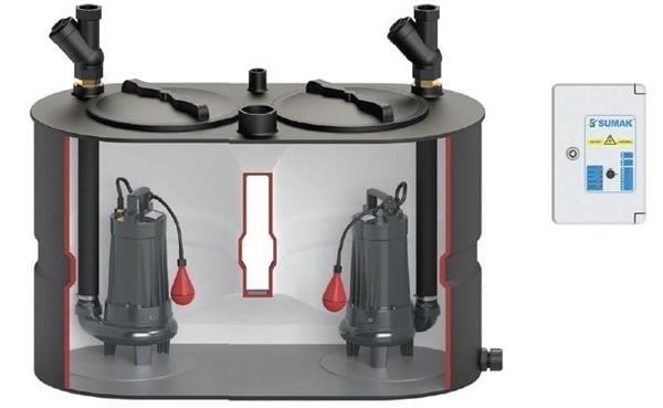 Sumak Pompa - Sumak SMAC 2200 B Wc Termoplastik Tanklı Foseptik Dalgıç Pompa 9 mss 18 m³/h