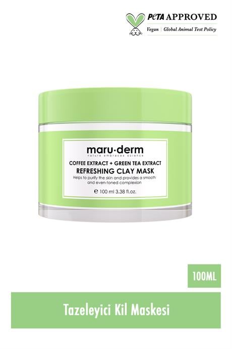 Kil Maskesi | Kahve Özü + Yeşil Çay Özü Tazeleyici Kil Maskesi 100 ML | Tüm Cilt Tipleri | Vegan