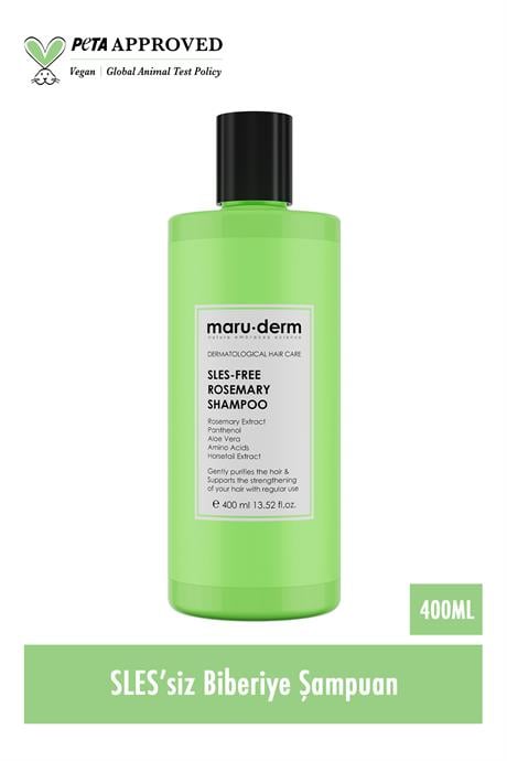 Maruderm SLES-Free Biberiye Şampuan 400 ML | Tüm Saç Tipleri | Sülfatsız,Tuzsuz,Vegan Şampuan