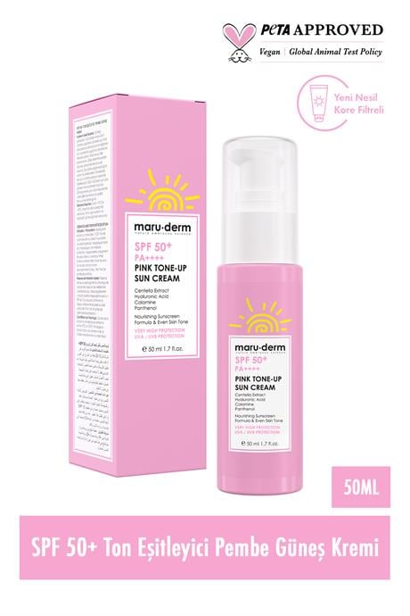 Güneş Kremi | SPF 50+ Pembe Ton Eşitleyici (Pink Tone-Up) Güneş Kremi 50 ML| Yeni Nesil Kore Filtreli
