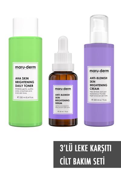 Maruderm 3'lü Cilt Bakım Seti - Leke Karşıtı Tonik, Krem, Serum (250 Ml, 200 Ml, 30 Ml)