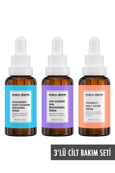 Maruderm 3'lü Fırsat Serum Seti - Leke Serumu, Hyalüronik Asit Serum, C Vitamini Serumu