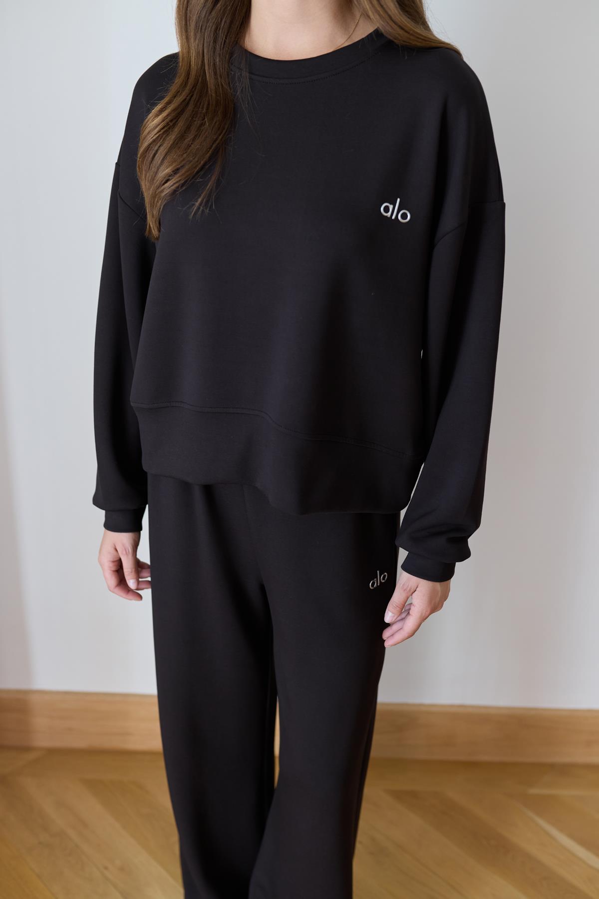Acı Kahve Yazı Baskılı Crop Sweat Pantolon Eşofman Takım