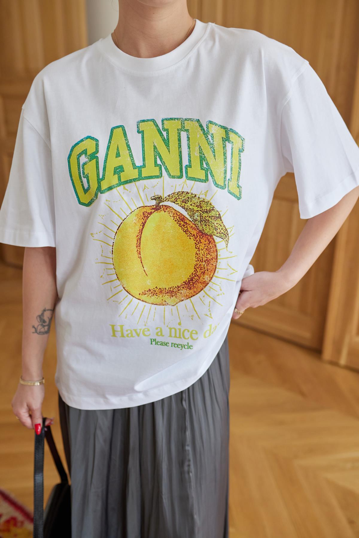 Beyaz Have A Nice Day Yazı Baskılı Oversize T-Shirt