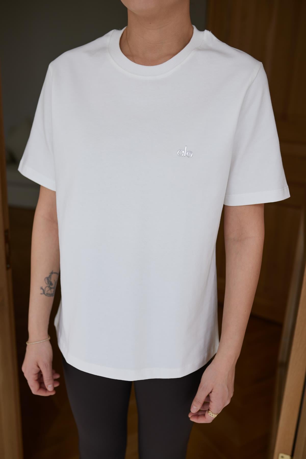 Ekru Yazı Baskılı Basic T-Shirt