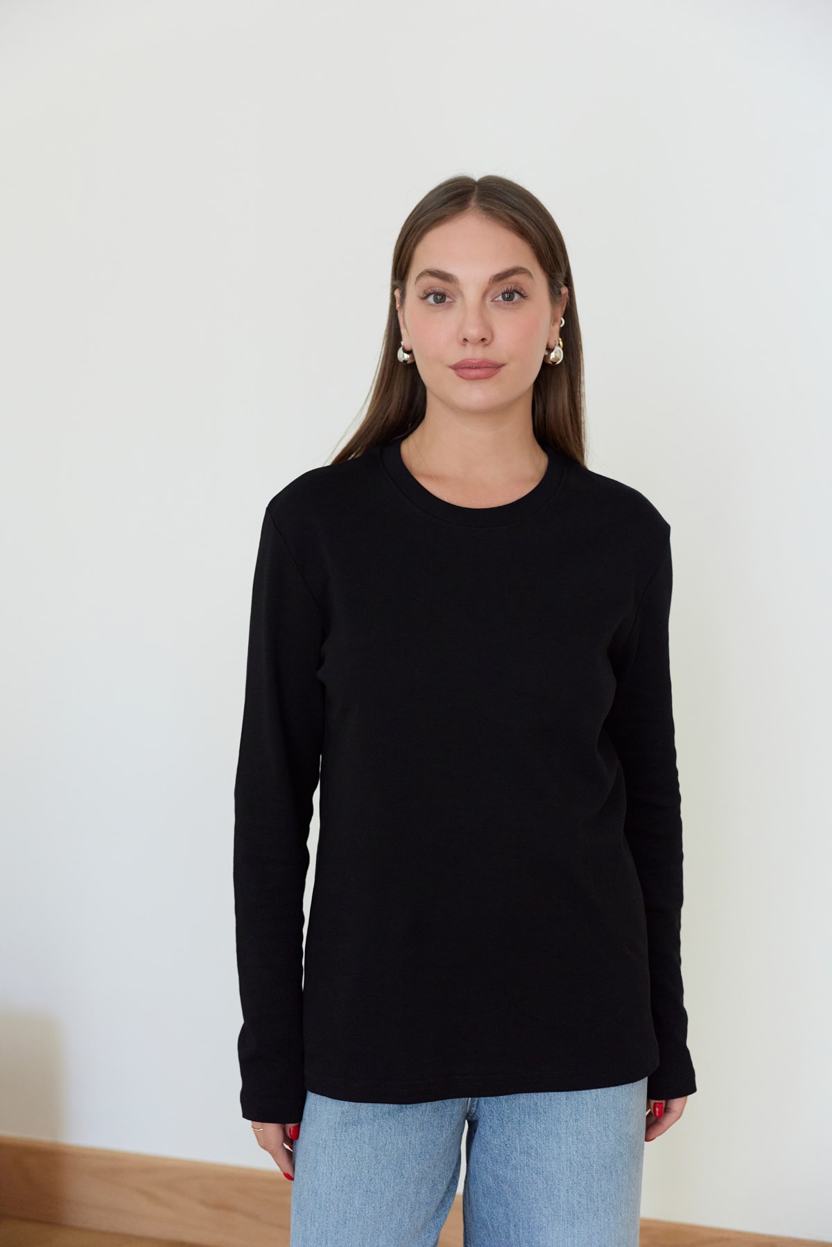 Siyah Basic Bisiklet Yaka T-Shirt