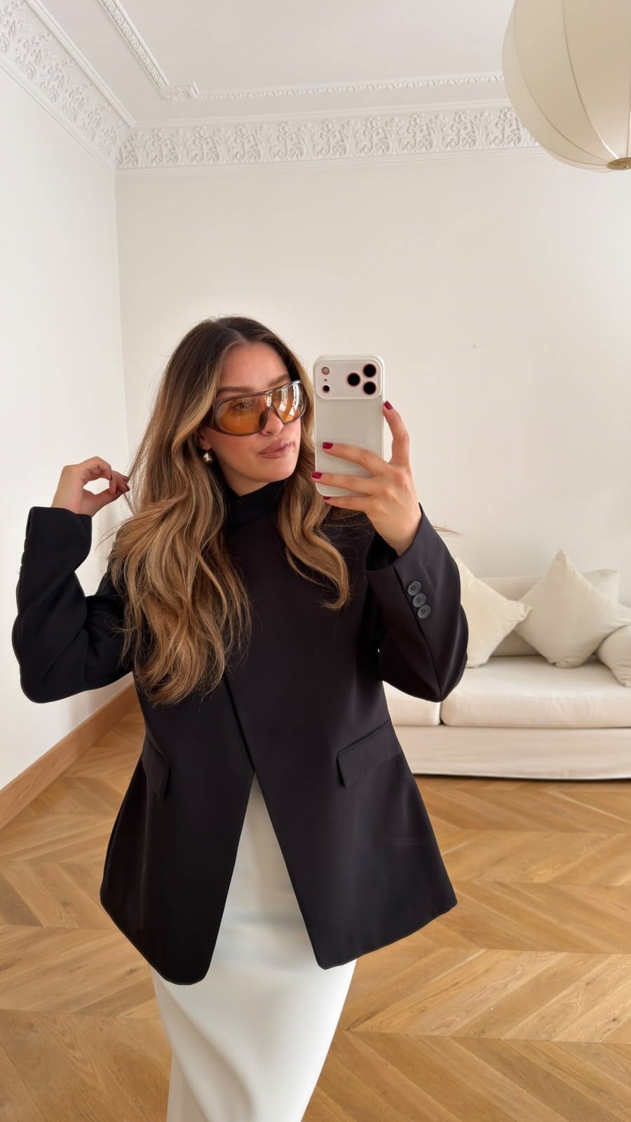Siyah Yandan Düğme Detaylı Blazer Ceket