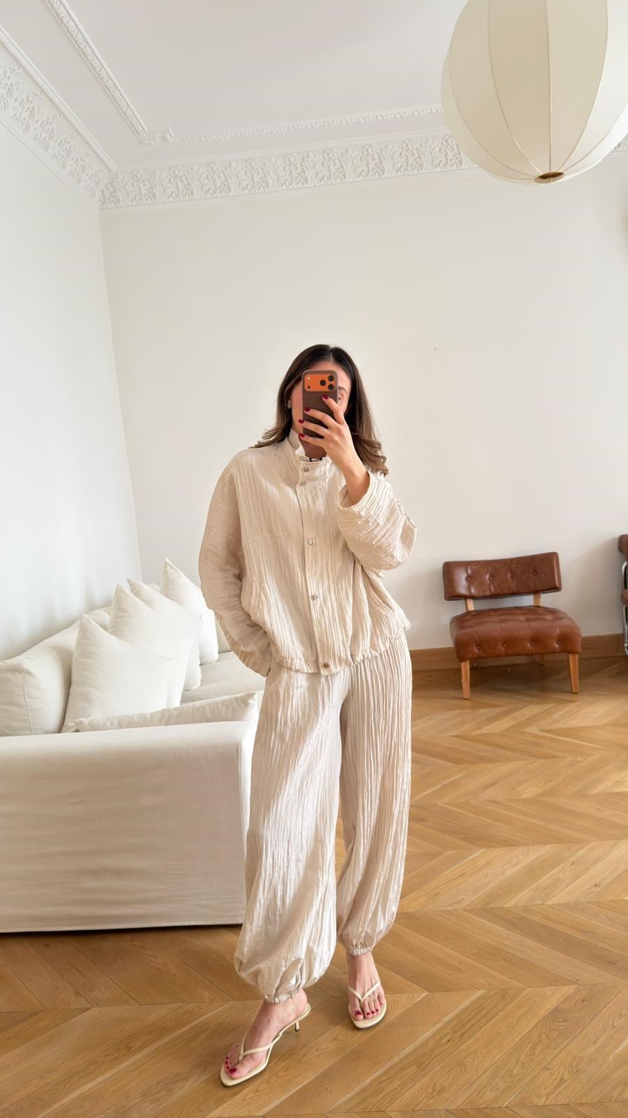 Taş Dik Yaka Ceket Paçası Lastikli Pantolon Takım