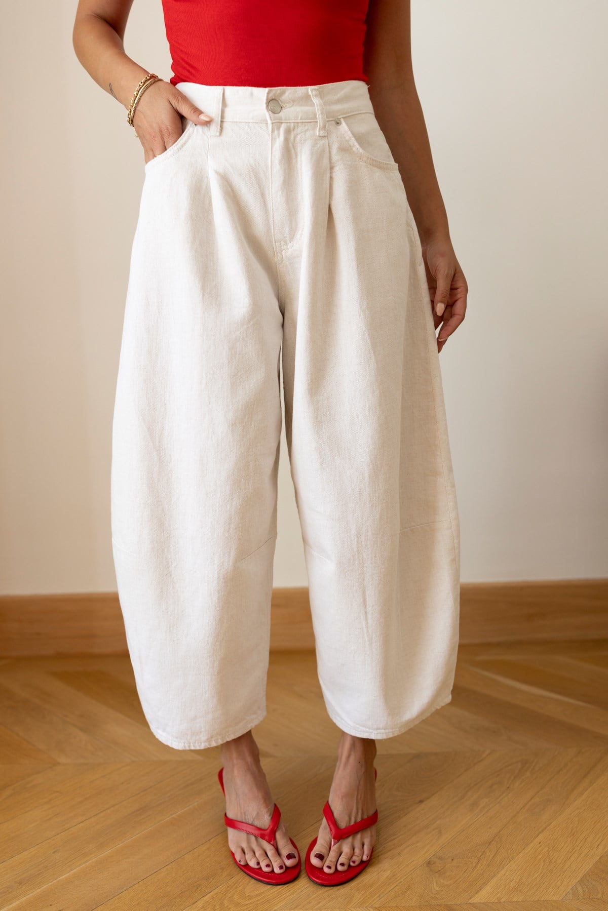 Taş Yüksek Bel Slouchy Pantolon