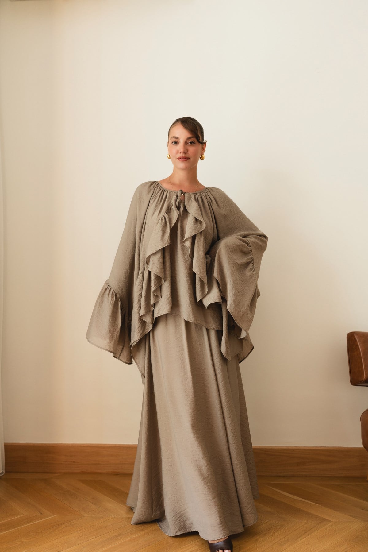 Vizon Oversize İspanyol Kol Bluz Etek Takım