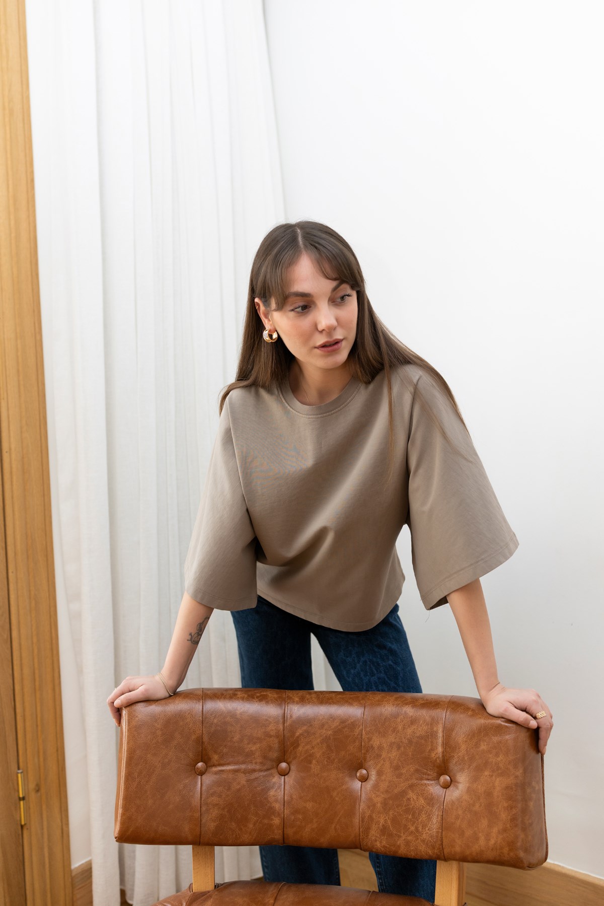 Vizon Yarasa Kol Oversize T-Shirt