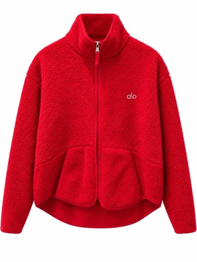 Kırmızı Fermuarlı Logo Detaylı Polar Sweat