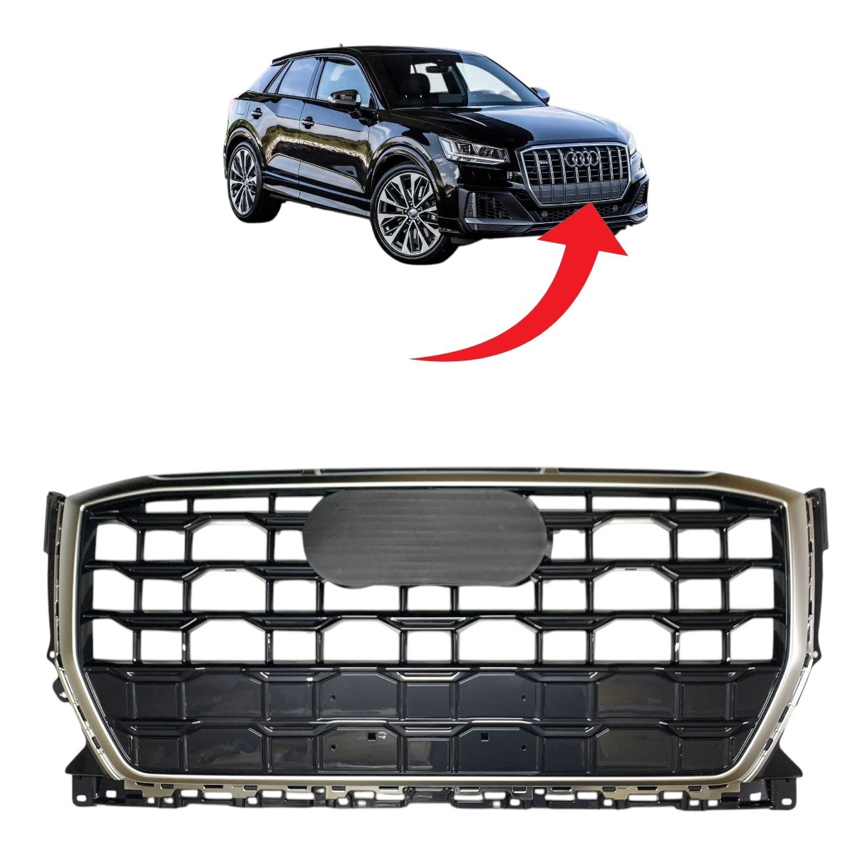 Audi Q2 Ön Panjur Parlak Siyah+Mat Krom 2017-2022 81A853651H RN4