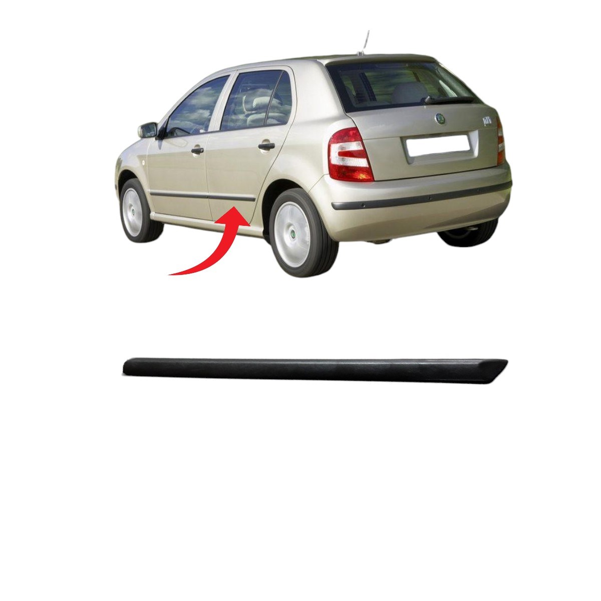 Fabia Kapı Çıtası Arka Sol Saten Siyah 2000-2008 6Y0853753 B41