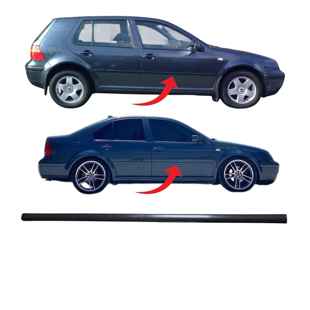 Golf4-Bora Kapı Çıtası Ön Sağ Saten Siyah 1998-2004 1J4853516J