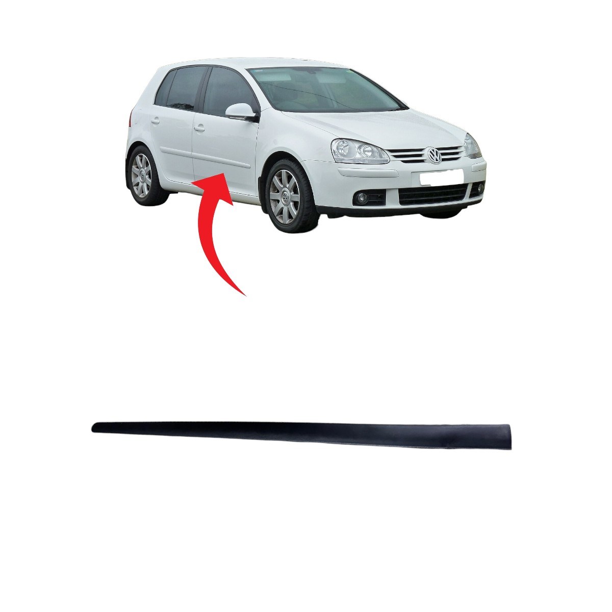 Golf5 Kapı Çıtası Ön Sağ Saten Siyah 2005-2009 1K4853516B 9B9