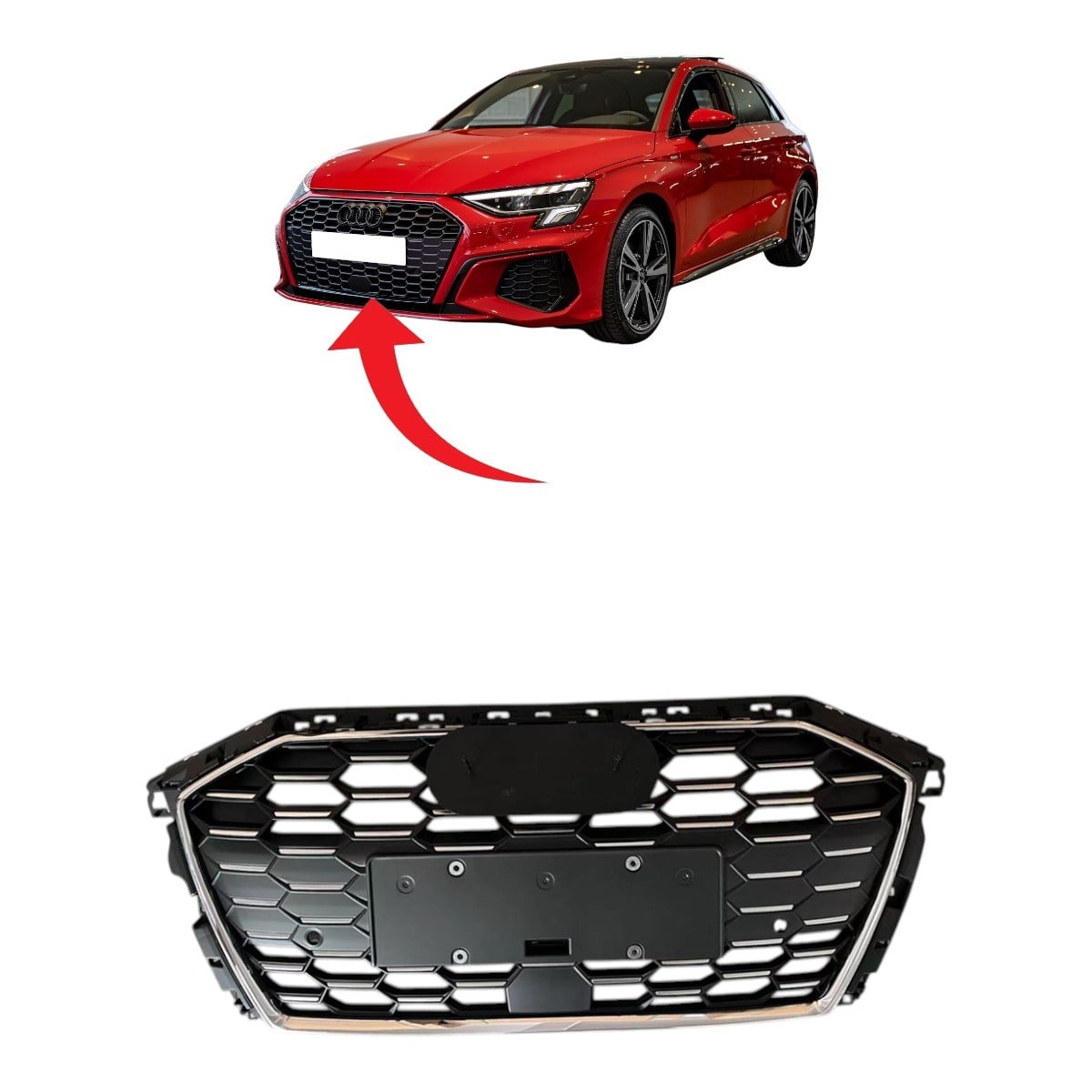Audi A3 S-Line Ön Panjur Sensörlü 2021-2024 8Y0853651 RU6