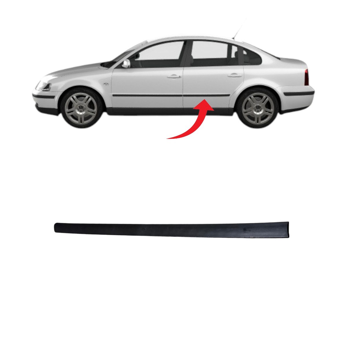 Passat B5 Kapı Çıtası Arka Sağ Saten Siyah 1997-2000 3B0853754
