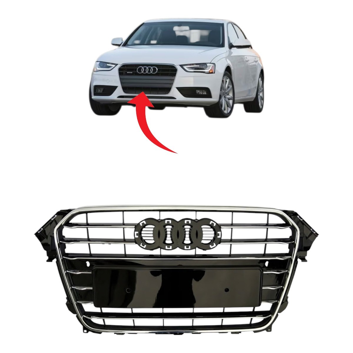 Audi A4 Ön Panjur Parlak Siyah Sensörlü 2012-2015 8K0853651E T94