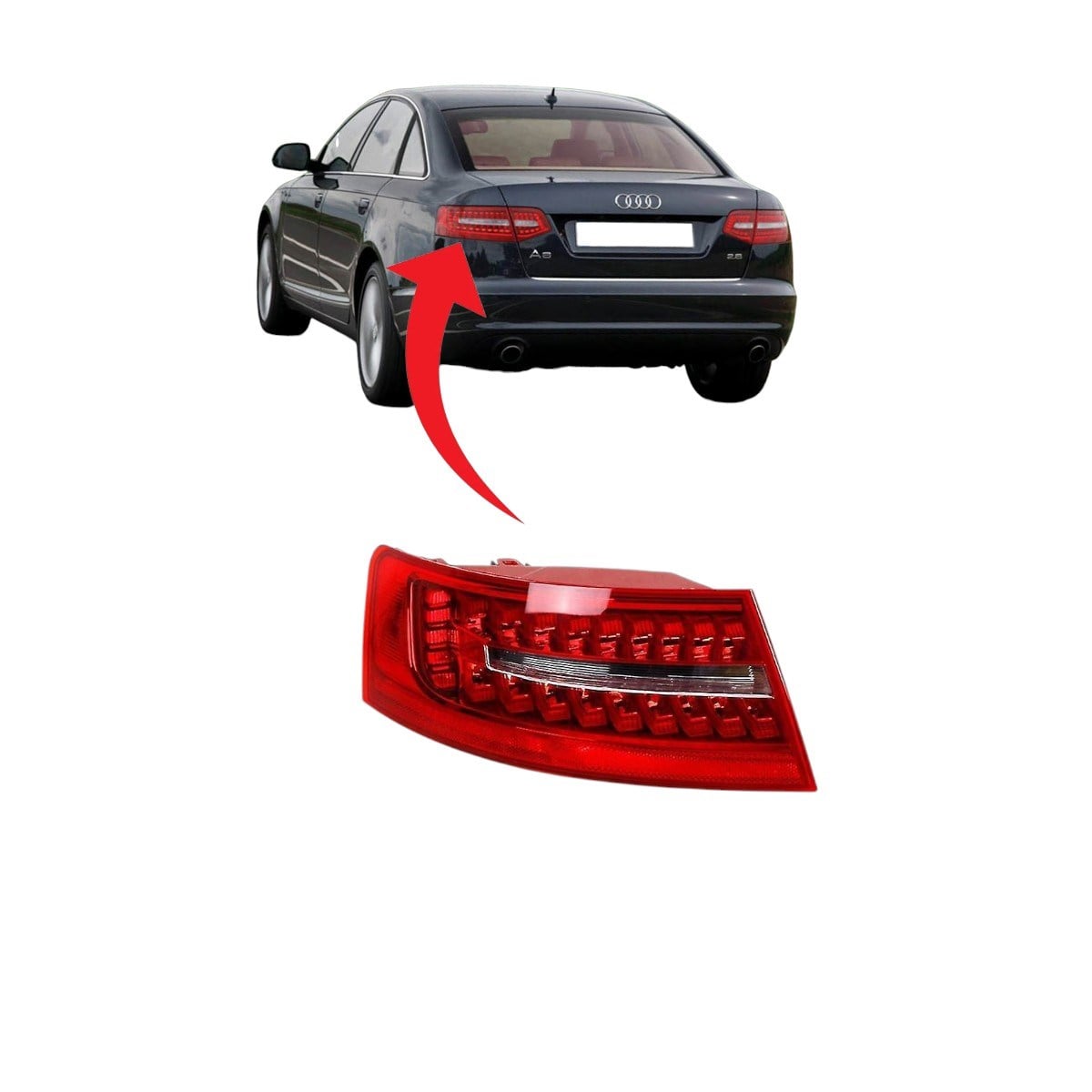 Audi A6 Sol Dış Stop Lambası Ledli 2009-2012 4F5945095J