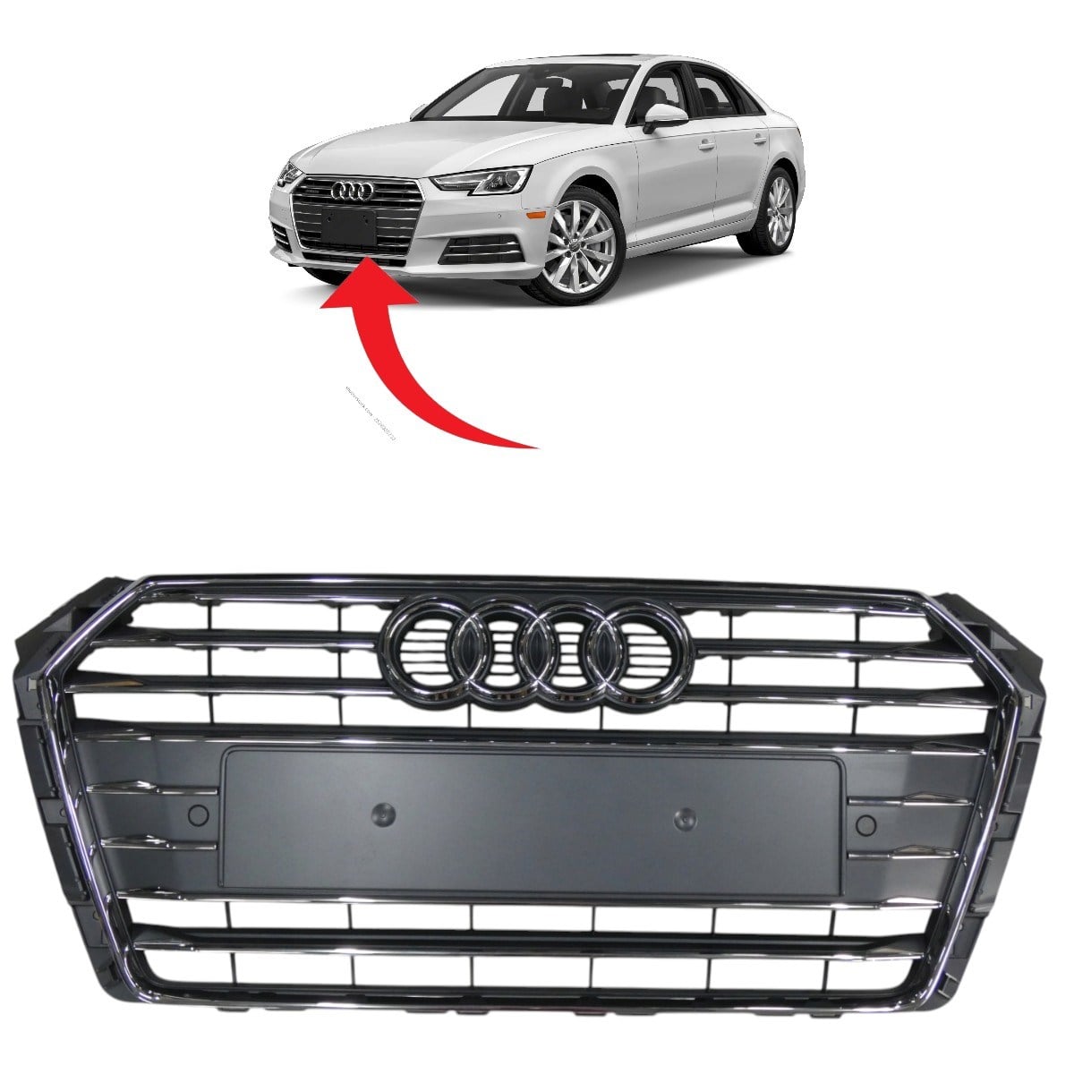 Audi A4 Ön Panjur Full Krom Mat Gri 2016-2020 8W0853651AB RP5