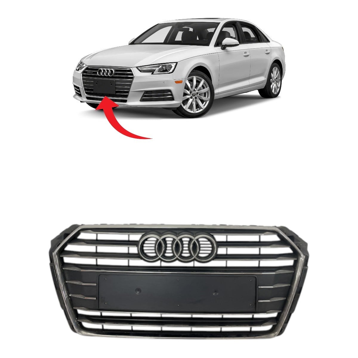 Audi A4 Ön Panjur Full Krom Parlak Gri 2016-2020 8W0853651AB RN4