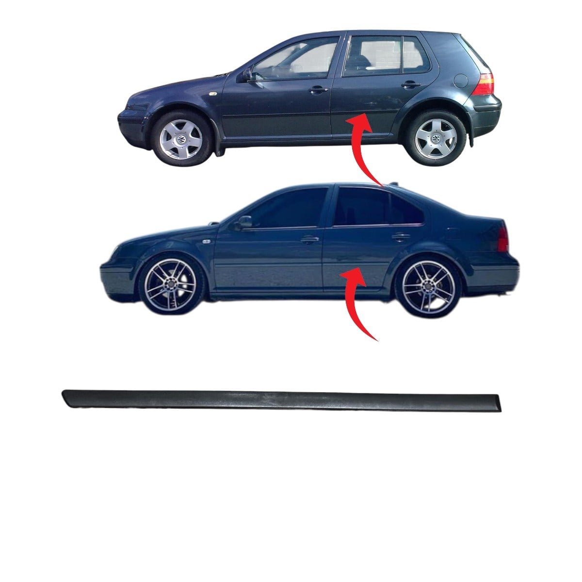 Golf4-Bora Kapı Çıtası Arka Sol Saten Siyah 1998-2004 1J4853754D B41